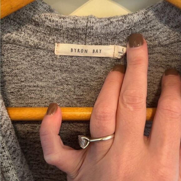 Anthropologie Byron Bay Gray Hooded Open Cardifan Sweater Sweater - Picture 4 of 4